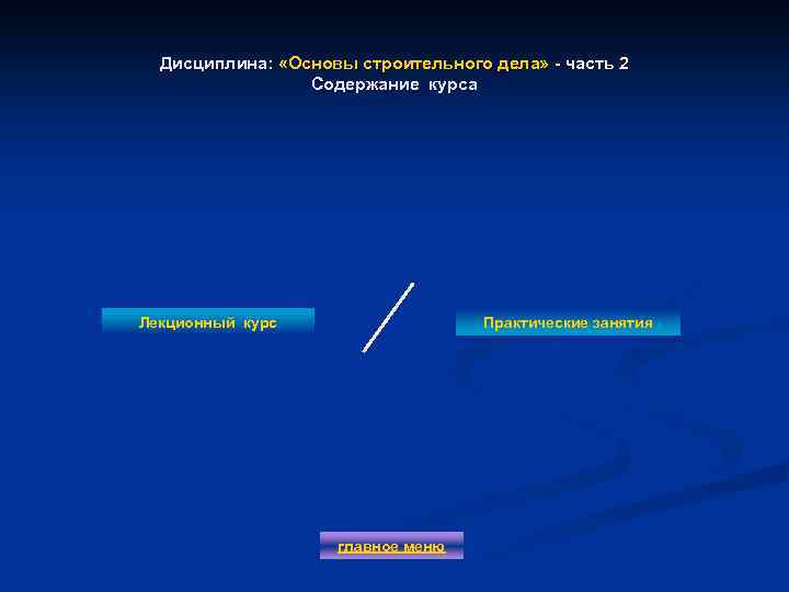 Дисциплина: «Основы строительного дела» - часть 2 Содержание курса Лекционный курс Практические занятия главное