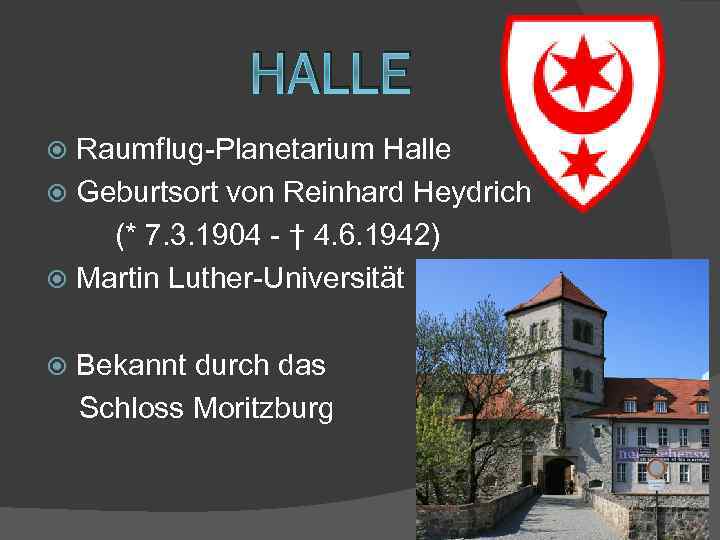 HALLE Raumflug-Planetarium Halle Geburtsort von Reinhard Heydrich (* 7. 3. 1904 - † 4.