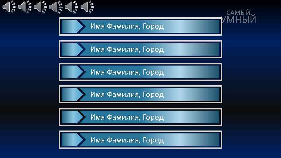 САМЫЙ Имя Фамилия, Город Имя Фамилия, Город УМНЫЙ 