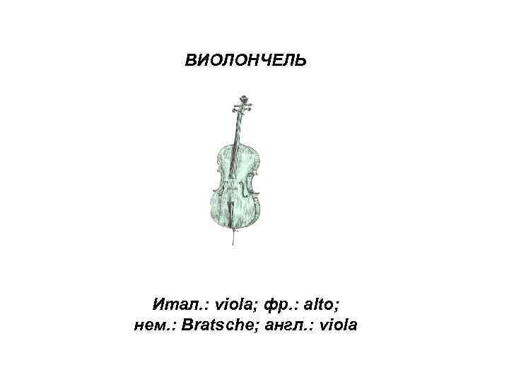 ВИОЛОНЧЕЛЬ Итал. : viola; фр. : alto; нем. : Bratsche; англ. : viola 