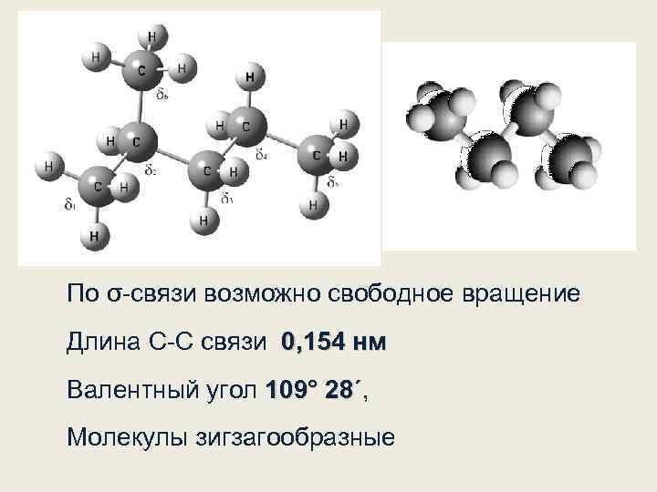 Угол связи в молекулах алканов