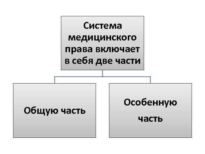 Система медицинского права включает в себя две части Общую часть Особенную часть 