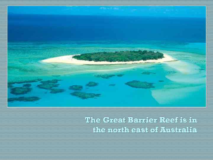 The Great Barrier Reef is in the north east of Australia 