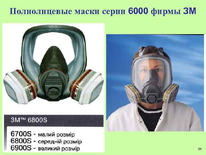 Полнолицевые маски серии 6000 фирмы ЗМ 84 