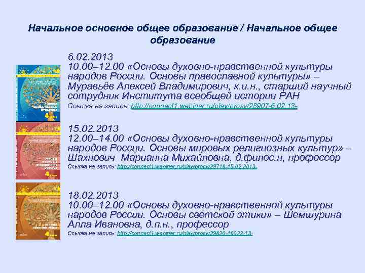 Начальное основное общее образование / Начальное общее образование 6. 02. 2013 10. 00– 12.