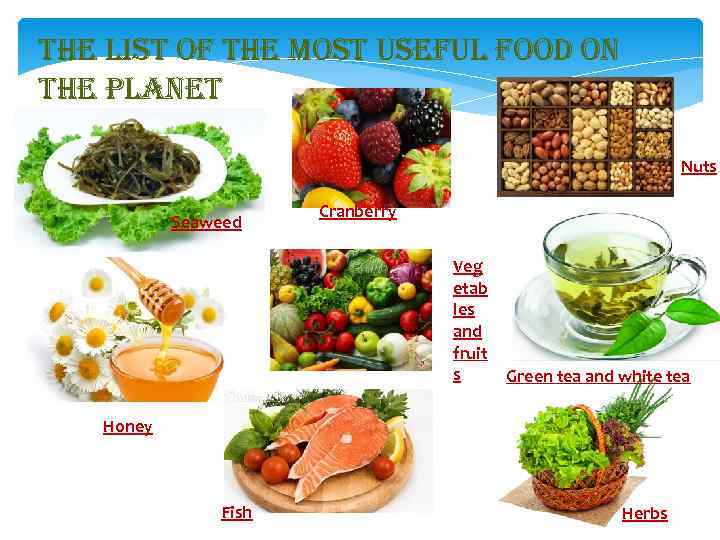 the list of the most useful food on the planet Nuts Seaweed Cranberry Veg