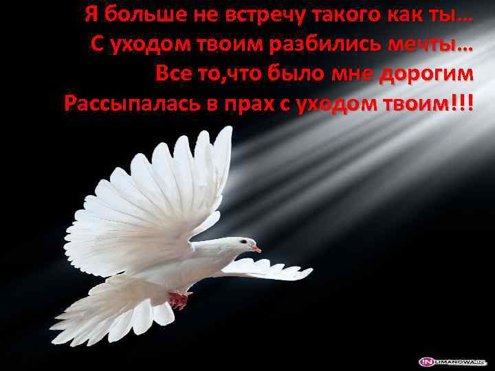 Я больше не встречу такого как ты… С уходом твоим разбились мечты… Все то,