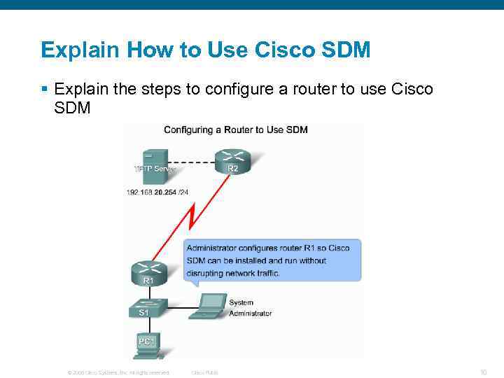 Explain How to Use Cisco SDM § Explain the steps to configure a router