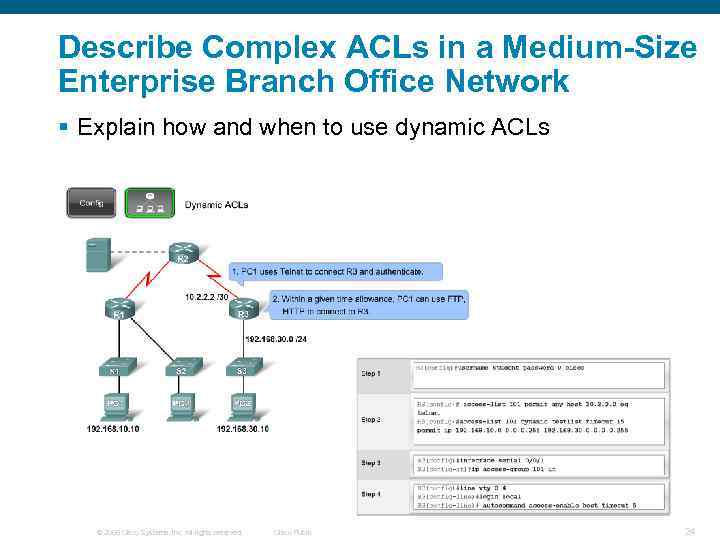 Describe Complex ACLs in a Medium-Size Enterprise Branch Office Network § Explain how and