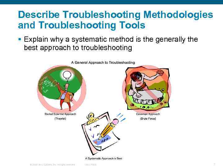 Describe Troubleshooting Methodologies and Troubleshooting Tools § Explain why a systematic method is the