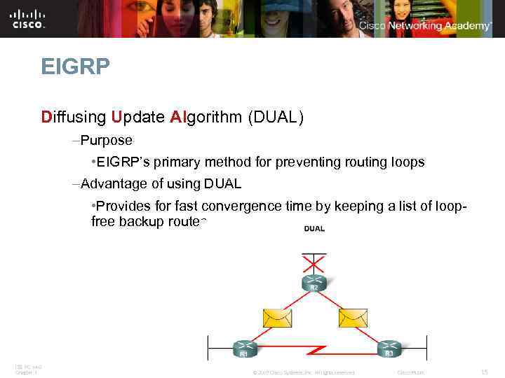 EIGRP Diffusing Update Algorithm (DUAL) –Purpose • EIGRP’s primary method for preventing routing loops