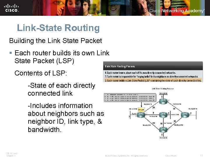 Link-State Routing Building the Link State Packet § Each router builds its own Link