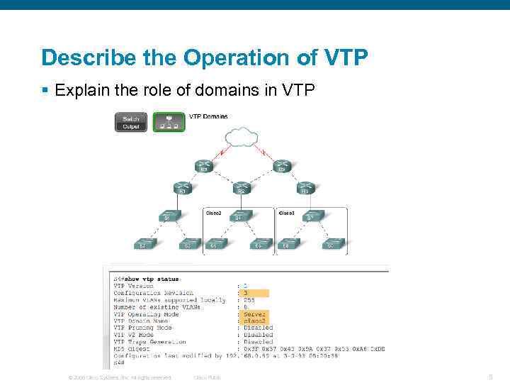 Describe the Operation of VTP § Explain the role of domains in VTP ©