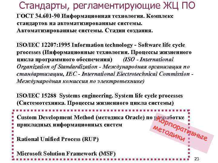 Стандарты, регламентирующие ЖЦ ПО ГОСТ 34. 601 -90 Информационная технология. Комплекс стандартов на автоматизированные