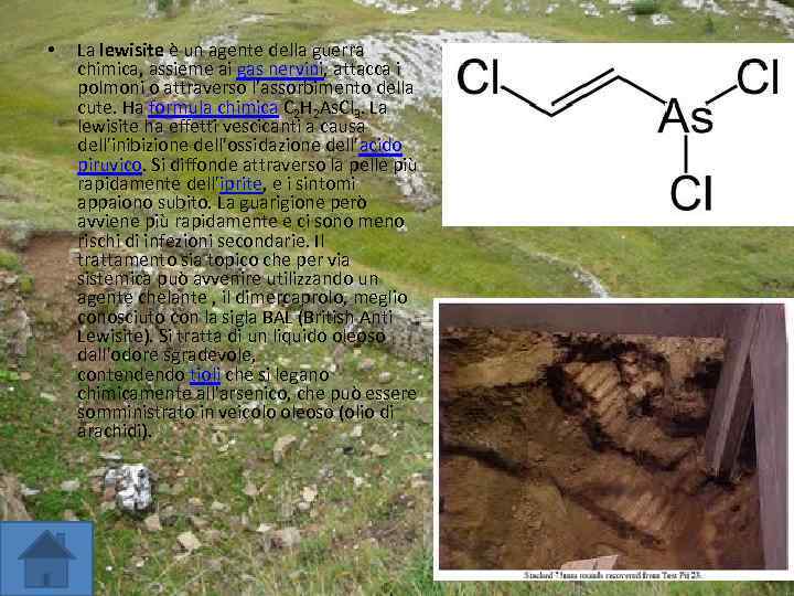  • La lewisite è un agente della guerra chimica, assieme ai gas nervini,