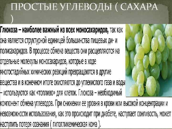 ПРОСТЫЕ УГЛЕВОДЫ ( САХАРА ) 