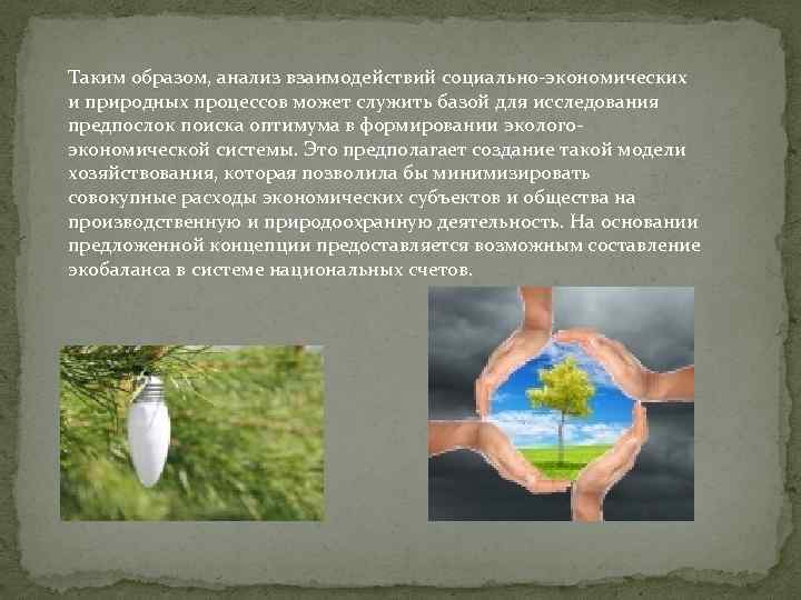 Таким образом, анализ взаимодействий социально экономических и природных процессов может служить базой для исследования