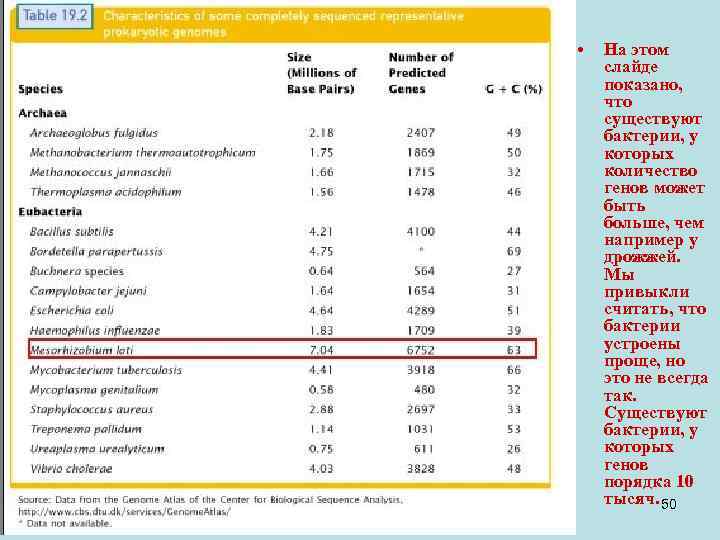  • На этом слайде показано, что существуют бактерии, у которых количество генов может