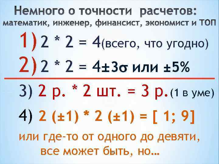1) 2 * 2 = 4(всего, что угодно) 2) 2 * 2 = 4±