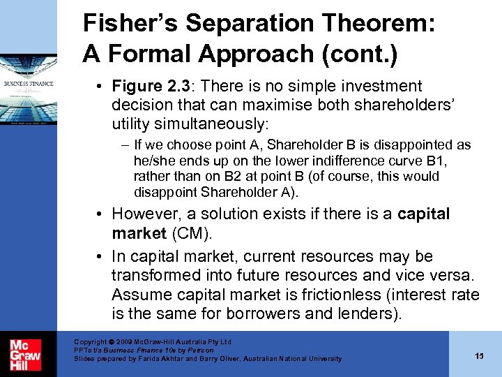 Fisher’s Separation Theorem: A Formal Approach (cont. ) • Figure 2. 3: There is