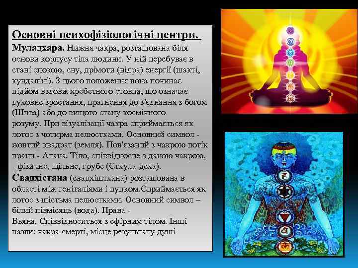 Основні психофізіологічні центри. Муладхара. Нижня чакра, розташована біля основи корпусу тіла людини. У ній