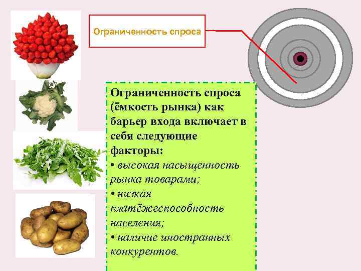 Ограниченность спроса (ёмкость рынка) как барьер входа включает в себя следующие факторы: • высокая