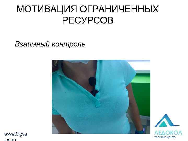 МОТИВАЦИЯ ОГРАНИЧЕННЫХ РЕСУРСОВ Взаимный контроль www. bigsa 