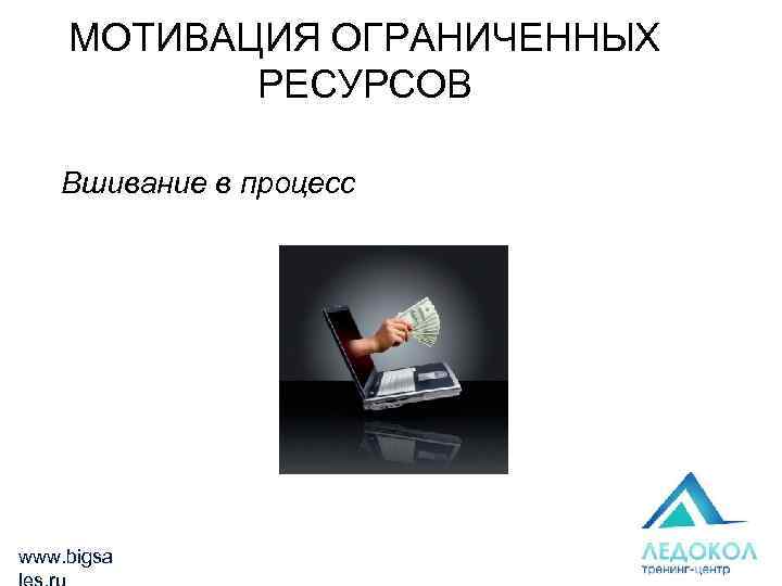 МОТИВАЦИЯ ОГРАНИЧЕННЫХ РЕСУРСОВ Вшивание в процесс www. bigsa 