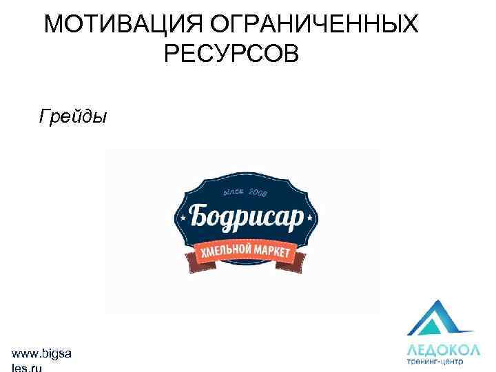 МОТИВАЦИЯ ОГРАНИЧЕННЫХ РЕСУРСОВ Грейды www. bigsa 