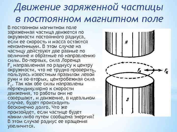 Движение заряженной частицы в постоянном магнитном поле В постоянном магнитном поле заряженная частица движется