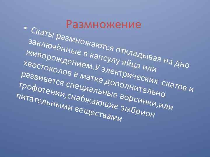 Размножение • Ска ты ра заклю змножаю тся от чённы клады живор е в