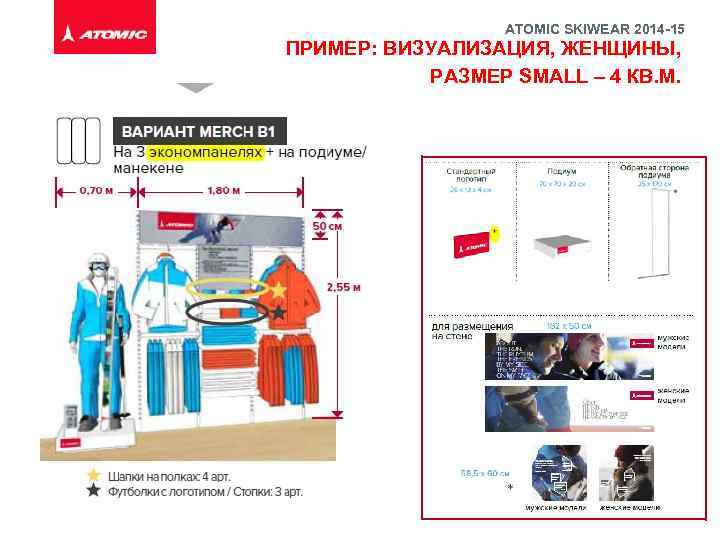 ATOMIC SKIWEAR 2014 -15 ПРИМЕР: ВИЗУАЛИЗАЦИЯ, ЖЕНЩИНЫ, РАЗМЕР SMALL – 4 КВ. М. 