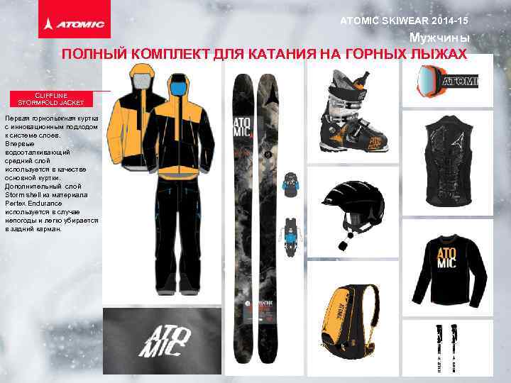 ATOMIC SKIWEAR 2014 -15 Мужчины ПОЛНЫЙ КОМПЛЕКТ ДЛЯ КАТАНИЯ НА ГОРНЫХ ЛЫЖАХ CLIFFLINE STORMFOLD