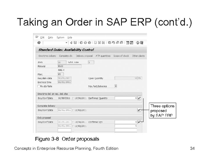 Taking an Order in SAP ERP (cont’d. ) Figure 3 -8 Order proposals Concepts