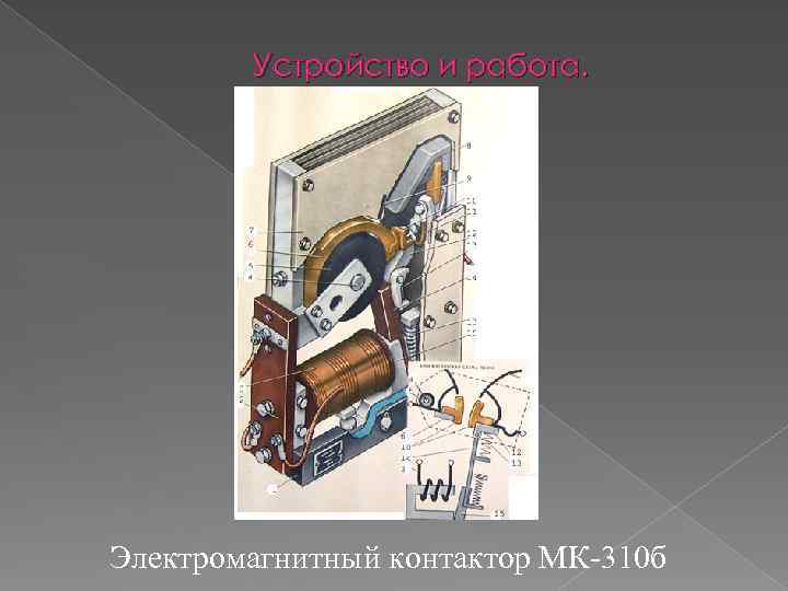 Устройство и работа. Электромагнитный контактор МК-310 б 