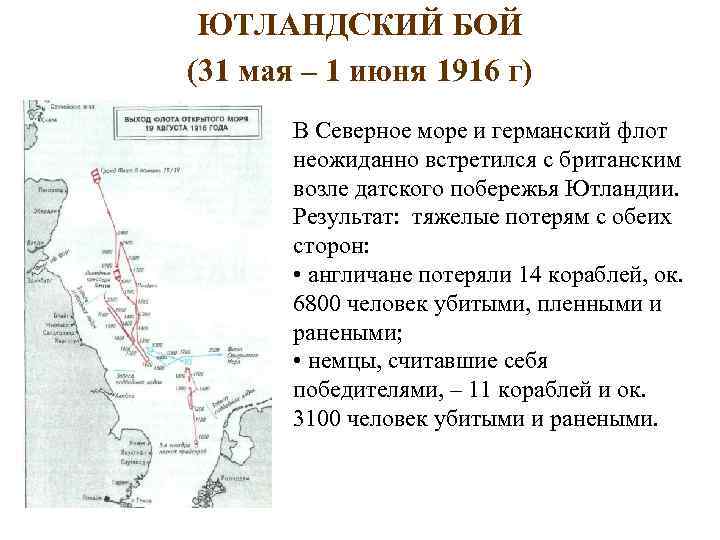 ЮТЛАНДСКИЙ БОЙ (31 мая – 1 июня 1916 г) В Северное море и германский