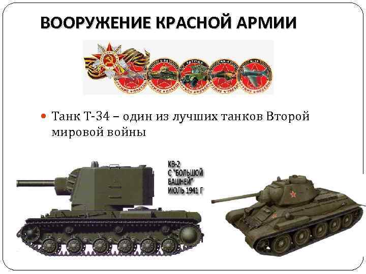 ВООРУЖЕНИЕ КРАСНОЙ АРМИИ Танк Т-34 – один из лучших танков Второй мировой войны 