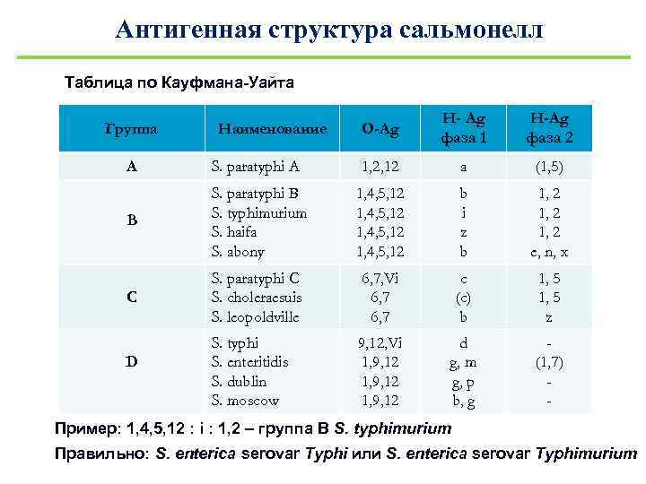 Схема кауфмана уайта сальмонелл