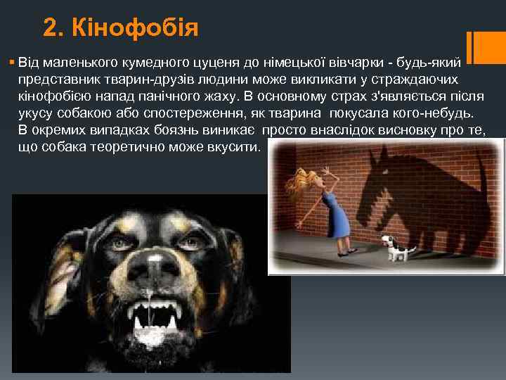 2. Кінофобія § Від маленького кумедного цуценя до німецької вівчарки - будь-який представник тварин-друзів