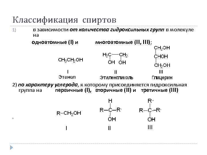 Функциональной группой спиртов является формула. Классификация спиртов химия. Классификация спиртов по типу атома углерода. Формула гидроксильной группы спиртов. Классификация спиртов по количеству гидроксильных групп.