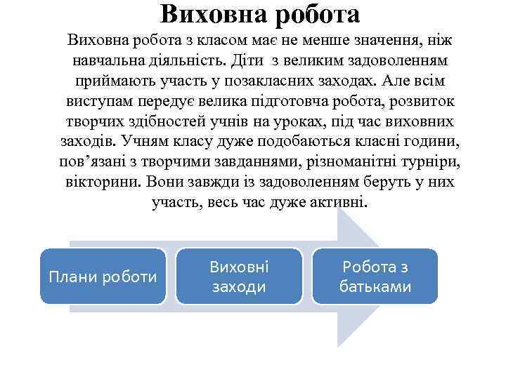 Виховна робота з класом має не менше значення, ніж навчальна діяльність. Діти з великим