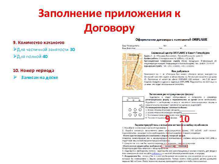 Заполнение приложения к Договору 9. Количество каталогов ØДля частичной занятости 30 ØДля полной 40