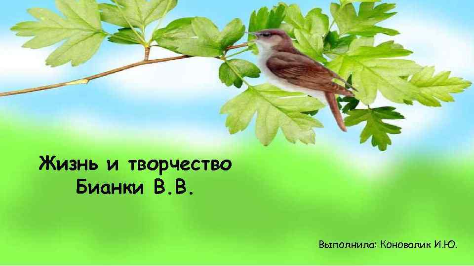 Жизнь и творчество Бианки В. В. Выполнила: Коновалик И. Ю. 