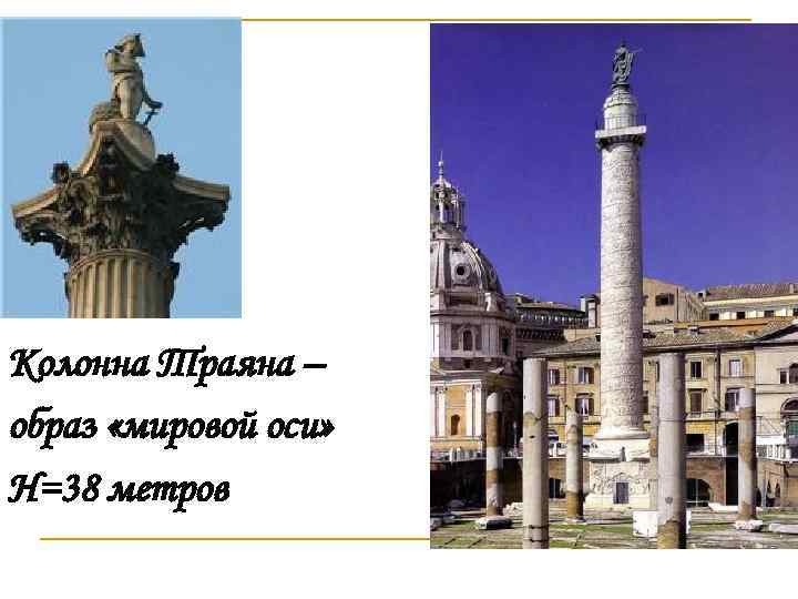 Колонна Траяна – образ «мировой оси» H=38 метров 