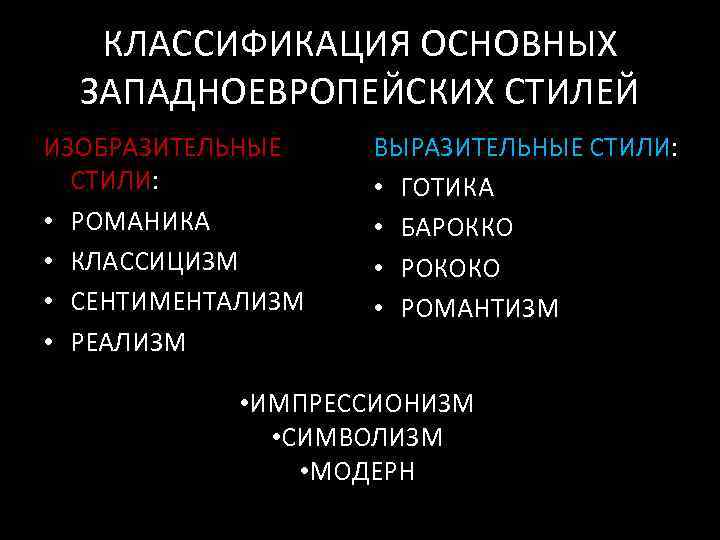 Доминирующие ценности и картина мира классицизм