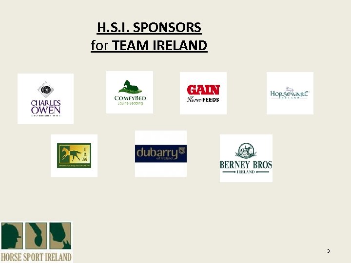 H. S. I. SPONSORS for TEAM IRELAND 3 