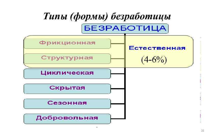 Типы (формы) безработицы (4 -6%) 25 