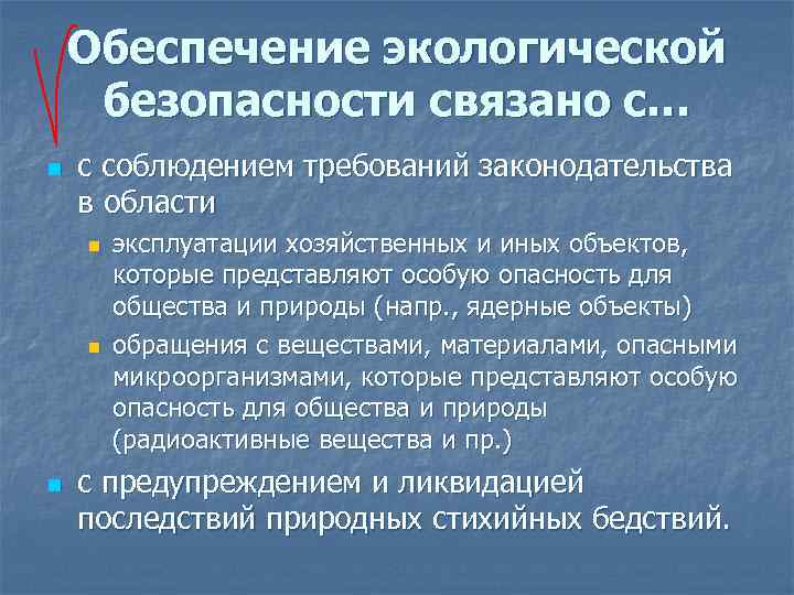 Обеспечение экологической безопасности является