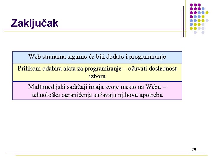 Zaključak Web stranama sigurno će biti dodato i programiranje Prilikom odabira alata za programiranje