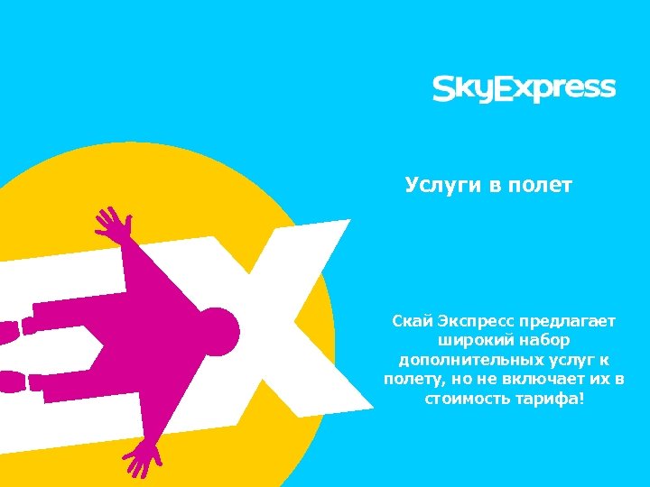 Услуги в полет Скай Экспресс предлагает широкий набор дополнительных услуг к полету, но не